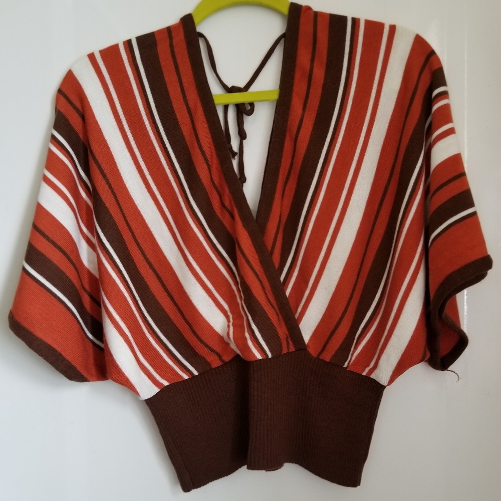 Chesley Batwing Striped Sweater | Orange & Brown